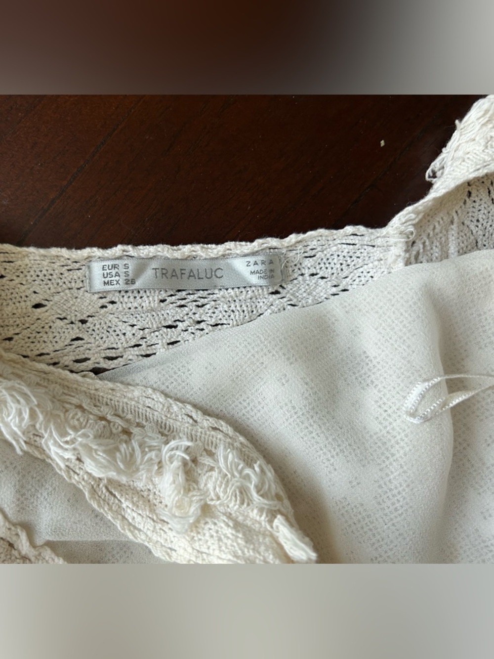Zara Cream Lace Knit Cropped Tank - Picture 6 of 7